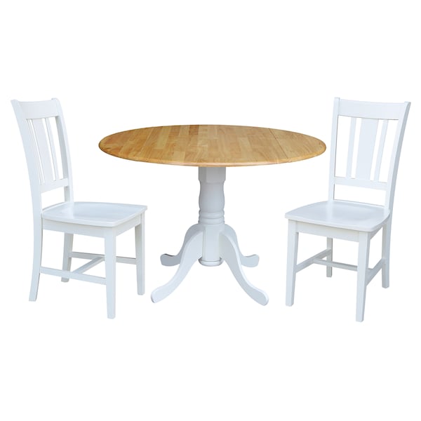 International Concepts 42 in. Dual Drop Leaf Table with 2 Splat Back Dining Chairs - 3 Piece Dining Set K02-42DP-C08-10P - main
